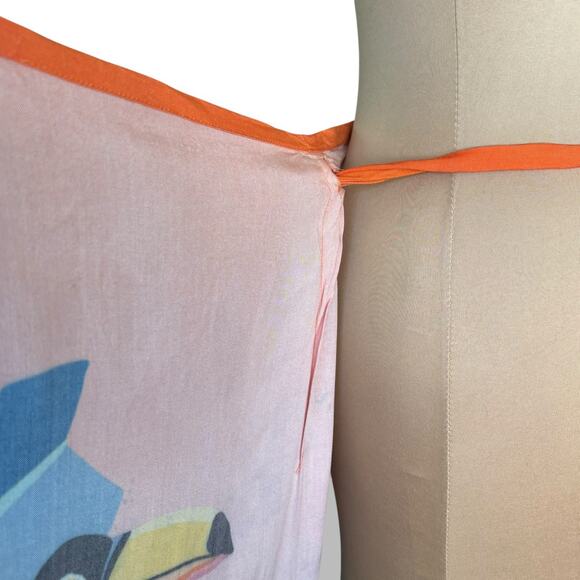 Farm Rio Tropical Toucan Sarong Skirt Tassel Hem Ombre Sunset Wrap Fringe Size P - Picture 6 of 12